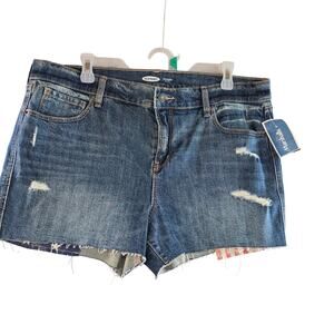 Old Navy Boyfriend Mid-Rise Women's Flag Shorts Size 14